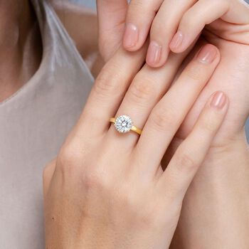 161 Facettiert Moissanit Ring 585 Gold (Gr&ouml;&szlig;e 19.00) ca. 4,05 ct