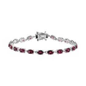 Rhodolith Granat Armband ca. 19 cm 925 Silber rhodiniert ca. 11,48 ct.