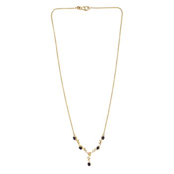 D'Joy Masoala Saphir (Fissure gef&uuml;llt) Halskette ca. 45 cm 925 Silber vergoldet ca. 0.48 ct