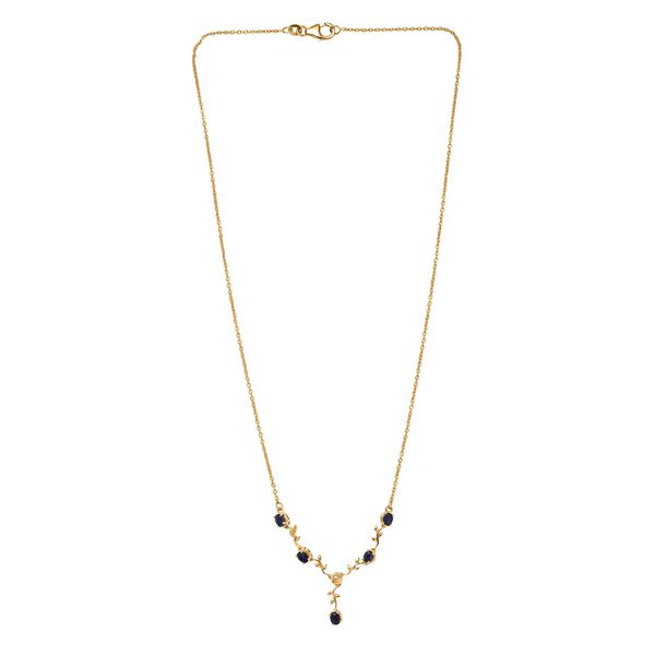 D'Joy Masoala Saphir (Fissure gef&uuml;llt) Halskette ca. 45 cm 925 Silber vergoldet ca. 0.48 ct image number 4