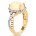 Natürlicher, äthiopischer Opal und Zirkon-Ring, 925 Silber Gelbgold Vermeil  ca. 2,96 ct image number 4