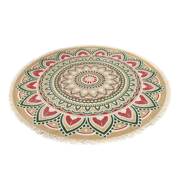 Handgewebter Teppich aus 100 % Baumwolle, 150 cm Durchmesser, Mandala Mehrfarbig image number 3