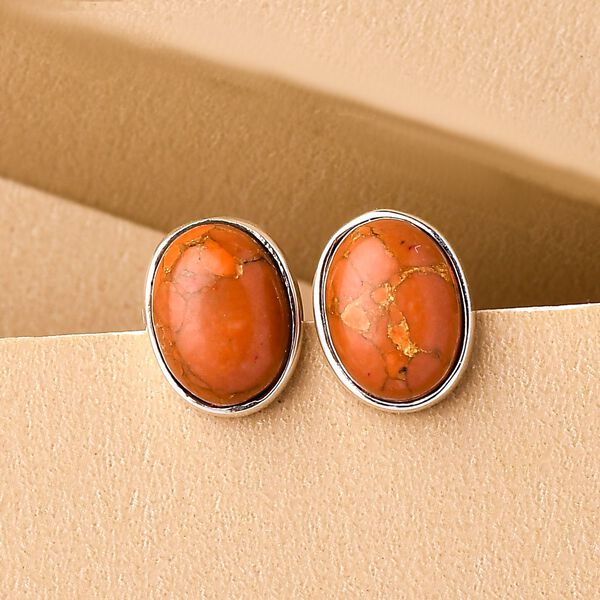 Orange Mojave T&uuml;rkis Ohrstecker, 925 Silber ca. 2.66 ct image number 2