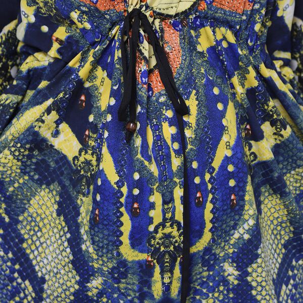 V-Ausschnitt bedruckter Kaftan, Einheitsgr&ouml;&szlig;e Blaugr&uuml;n image number 6