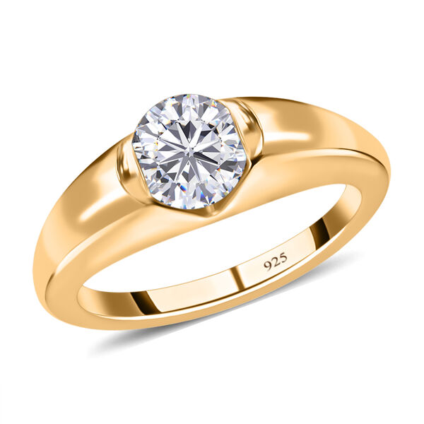 Moissanit Solit&auml;r Ring in Silber mit Gelbgold Vermeil - 0,76 ct. image number 5