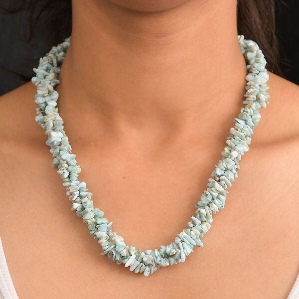 Larimar Halskette ca. 50 cm 925 Silber rhodiniert ca. 330.00 ct image number 2