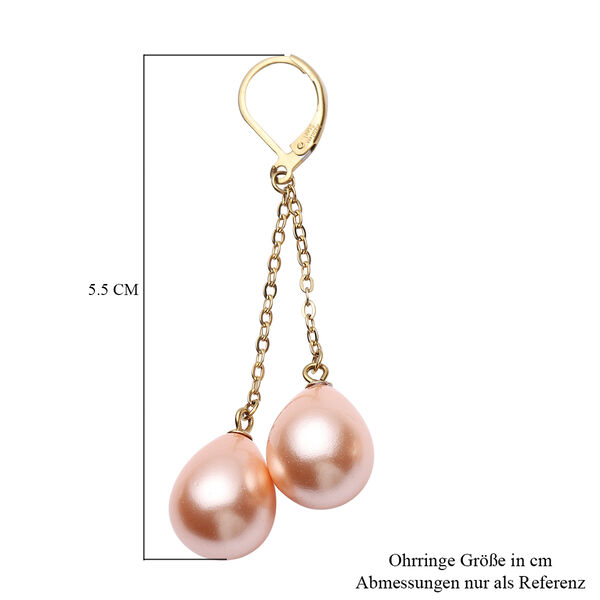 Rosa Muschelperle goldfarben, Ohrringe mit Anhänger image number 3