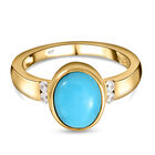 Amerikanischer, nat&uuml;rlicher Sleeping Beauty T&uuml;rkis und wei&szlig;er Zirkon-Ring, 925 Silber Gelbgold Vermeil (Gr&ouml;&szlig;e 16.00) ca. 1,84 ct