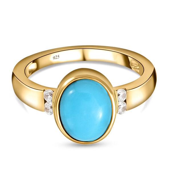 Amerikanischer, nat&uuml;rlicher Sleeping Beauty T&uuml;rkis und Zirkon-Ring - 1,84 ct.