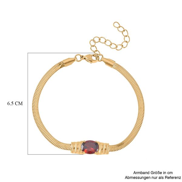 2-teiliges Schmuckset, Halskette und Armband mit Roter Kristallen, Edelstahl goldfarben image number 8