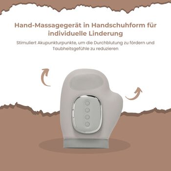 Hand-Massageger&auml;t in Handschuhform mit W&auml;rmefunktion, 19x24,5x10 cm, Grau