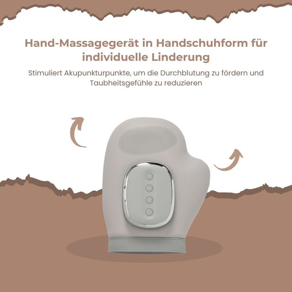 Hand-Massageger&auml;t in Handschuhform mit W&auml;rmefunktion, 19x24,5x10 cm, Grau image number 1
