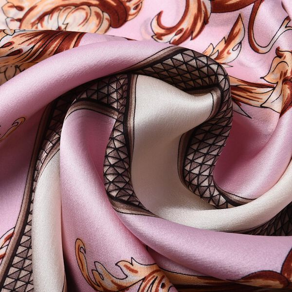 LA MAREY: Bedruckter Schal aus 100 %  Maulbeerseide, Schn&ouml;rkelmuster, inkl. Geschenkbox, Rosa-Gold image number 10