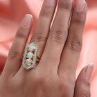 Natürlicher, äthiopischer Opal und Zirkon-Ring, 925 Silber Gelbgold Vermeil  ca. 1,69 ct image number 2