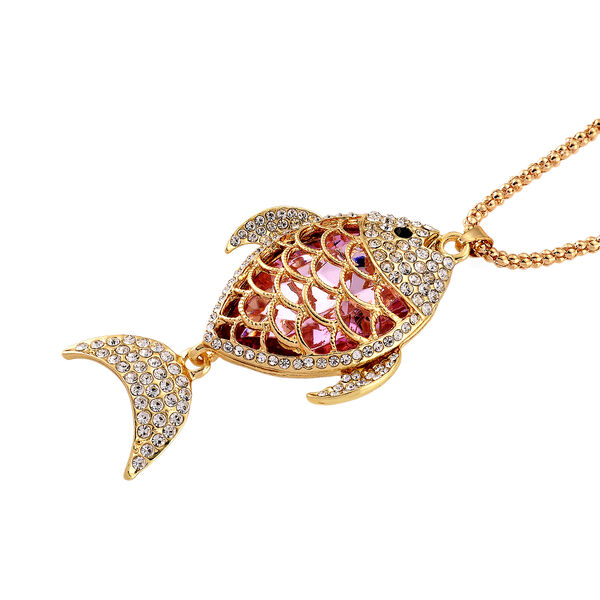 Mehrfarbiger Kristall Anh&auml;nger mit Kette ca. 63.5 cm + 5 cm Extender, Legierung Gelb image number 3