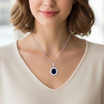 D'Joy Masoala Saphir und Zirkon Anh&auml;nger mit 50cm Kette - 6,52 ct.