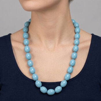Sleeping Beauty t&uuml;rkisfarbene Oval Muschelkernperle 50cm Halskette