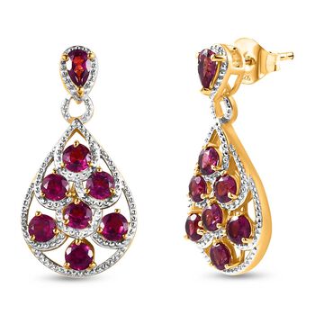 Rhodolith Granat Ohrringe 925 Silber Gelbgold Vermeil ca. 3,74 ct.