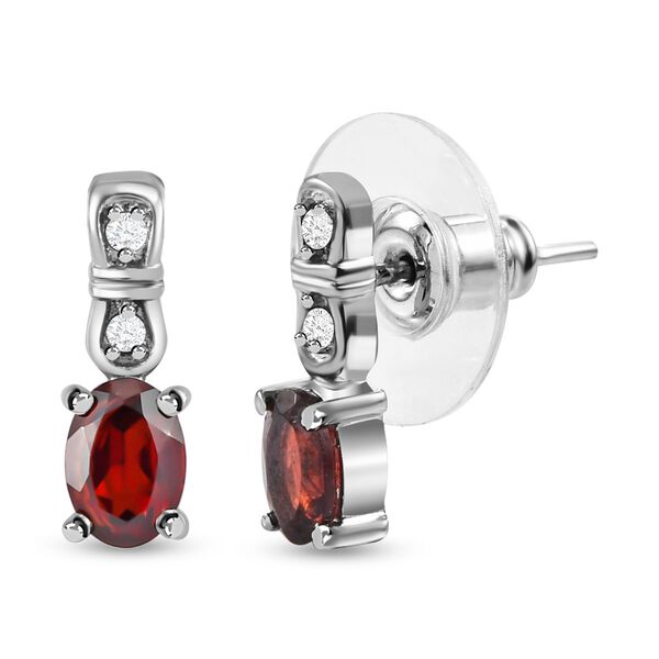 3er Set, rote Granat Ohrringe, Armband, Anh&auml;nger mit Kette, Edelstahl, ca. 7.28 ct image number 9