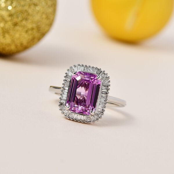 AAAA Patroke Kunzit und Diamant Ring in 950 Platin - 3,80 ct. image number 9