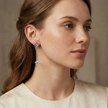 Geometrische Kugel Ohrh&auml;nger, 925 Silber