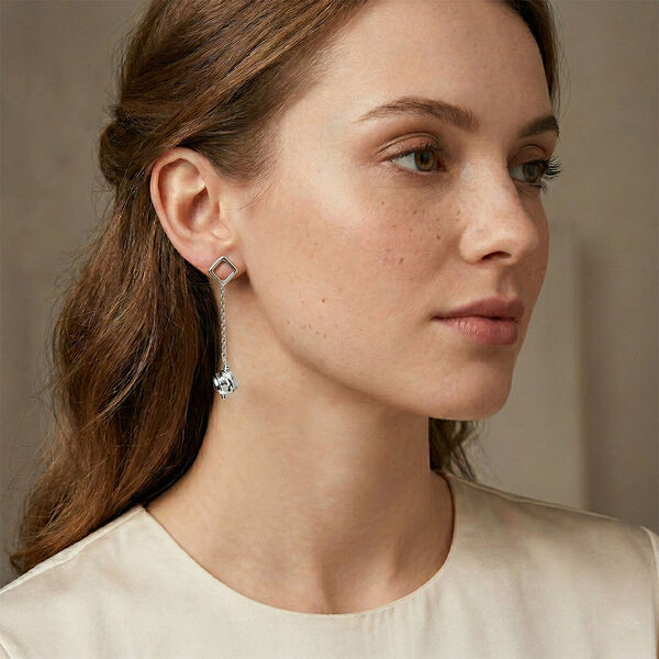 Geometrische Kugel Ohrh&auml;nger, 925 Silber image number 2