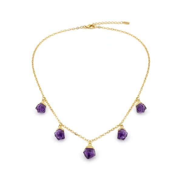 Afrikanischer Amethyst Halskette ca. 45 cm Reine Legierung Vergoldet ca. 20.00 ct