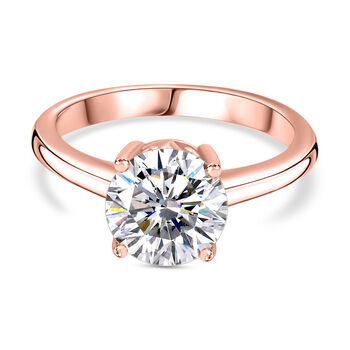 Moissanit Ring, 925 Silber 750 Ros&eacute;gold Vermeil - 1,73 ct.