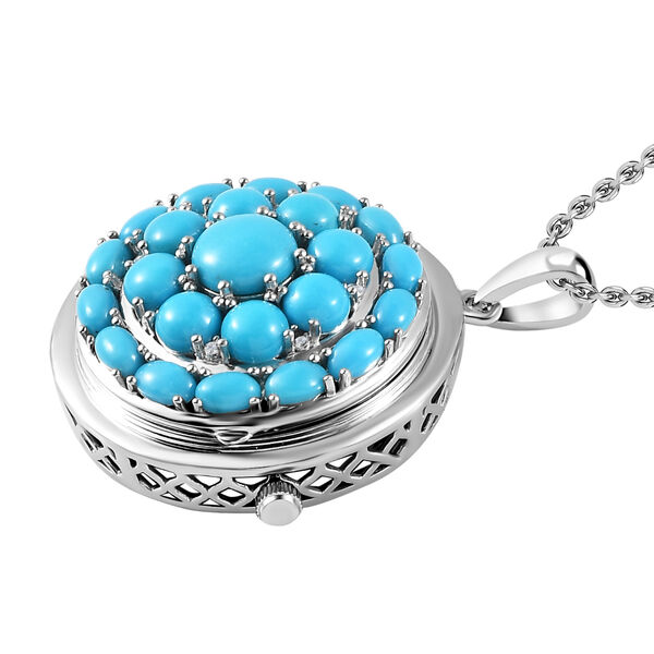 2 in 1 EON AA Sleeping Beauty Türkis und Zirkon Cluster Anhänger mit Taschenuhr - 7,90 ct. image number 6