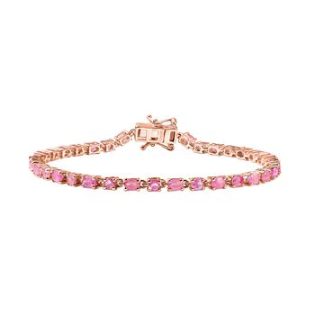 D&rsquo;joy Ilakaka Rosa Saphir (Fissure gef&uuml;llt) Armband ca. 20 cm 925 Silber 750 Ros&eacute;gold Vermeil ca. 7,99 ct.