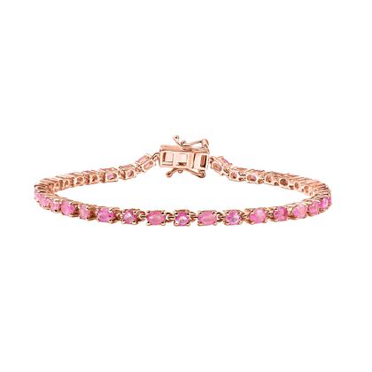 D&rsquo;joy Ilakaka Rosa Saphir (Fissure gef&uuml;llt) Armband ca. 20 cm 925 Silber 750 Ros&eacute;gold Vermeil ca. 7,99 ct.