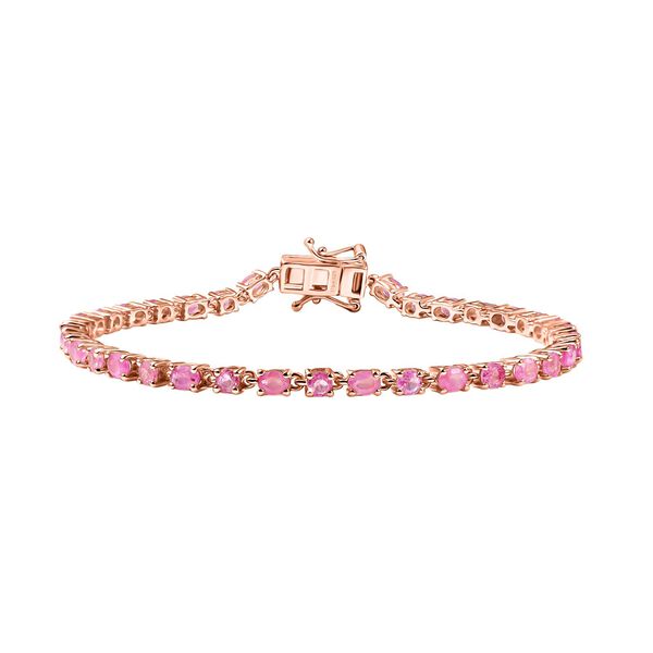 D&rsquo;joy Ilakaka Rosa Saphir (Fissure gef&uuml;llt) Armband ca. 20 cm 925 Silber 750 Ros&eacute;gold Vermeil ca. 7,99 ct.