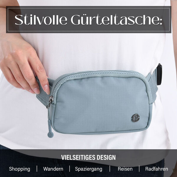 Nylon Crossbody Tasche in Blau mit praktischen F&auml;chern, 19x12x6cm image number 2