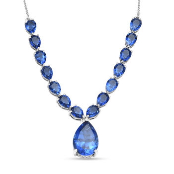 Ceylon Farbe Quarz-Halskette, 45 cm 925 Silber platiniert ca. 28.06 ct