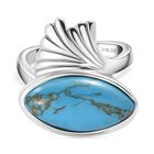 Blaues Türkis Ring Edelstahl (Größe 16.00) ca. 5,55 ct