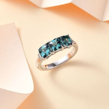 RHAPSODY - AAAA Lagunen Turmalin (ASSCHER SCHLIFF), Wei&szlig;er Diamant SGL zertifiziert Ring 950 Platin (Gr&ouml;&szlig;e 17.00) ca. 2.28 ct