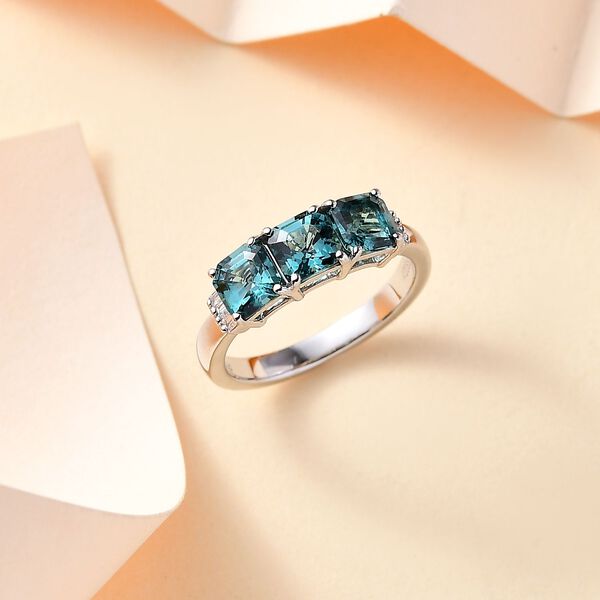 RHAPSODY - AAAA Lagunen Turmalin (ASSCHER SCHLIFF), Wei&szlig;er Diamant SGL zertifiziert Ring 950 Platin (Gr&ouml;&szlig;e 17.00) ca. 2.28 ct image number 2