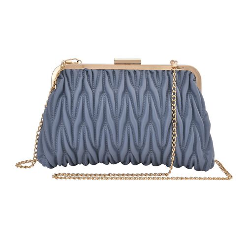 Clutch mit Metallschulterriemen in Stepp-Optik, Nude image number 0
