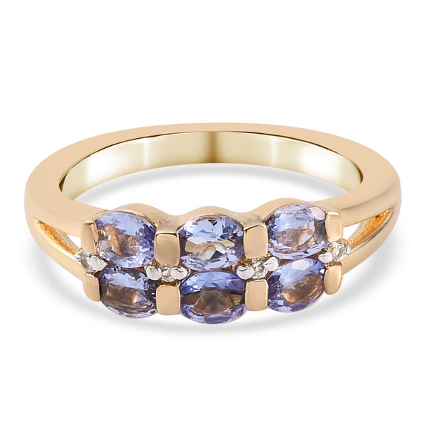 Tansanit und Zirkon-Ring, 925 Silber Gelbgold Vermeil  ca. 1,03 ct image number 0