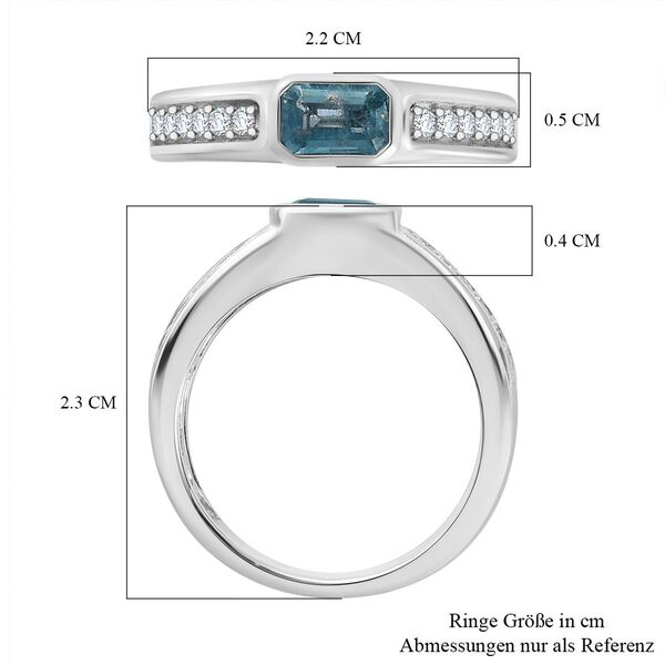 AA Aqua Kyanit, Moissanit Ring 925 Silber rhodiniert (Gr&ouml;&szlig;e 19.00) ca. 1,00 ct image number 7