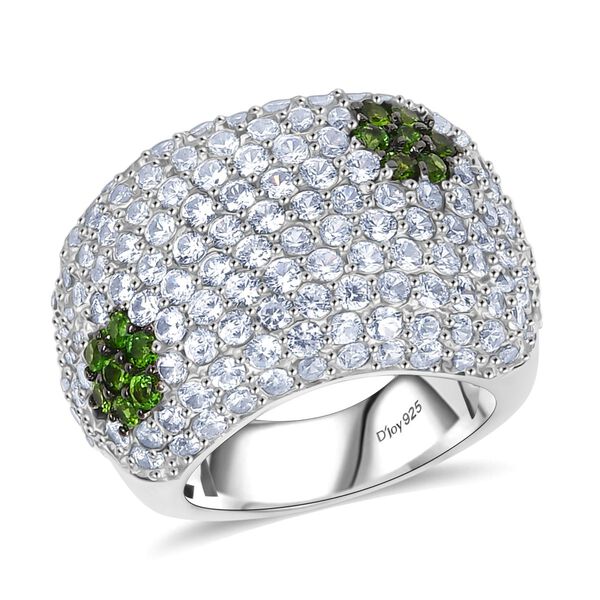 D'Joy Weißer Zirkon, Natürlicher Chromdiopsid Ring 925 Silber rhodiniert (Größe 19.00) ca. 7,97 ct image number 3