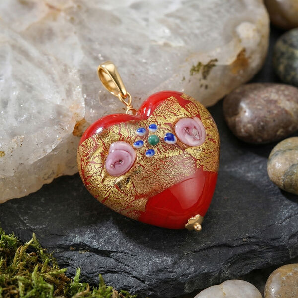 IL MURANO DI FRANCESCA- roter Fiorato Herz Anh&auml;nger image number 1