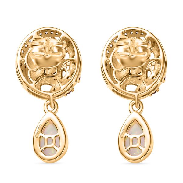 D'Joy AA Natürlicher, äthiopischer Welo Opal, Mehrfarbig Saphir Ohrringe 925 Silber Rhodiniert und 750 Gelbgold Vermeil ca. 1.63 ct image number 5