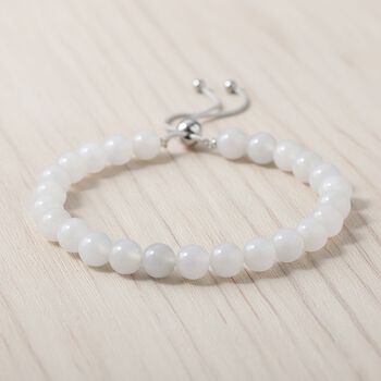 Flexibles wei&szlig;es Jade Armband und 50cm Halskette