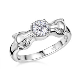 Moissanit Ring 925 Silber rhodiniert (Größe 18.00) ca. 0,43 ct