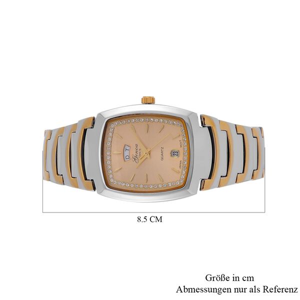 GENOA  - Eleganz Uhr mit Mond- und Wochenanzeige, Japanisches Uhrwerk und Wei&szlig;em Kristallzifferblatt, Reiner Edelstahl, Bicolor, 20 cm image number 8