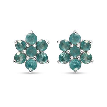 Blaugr&uuml;ner Grandidierit Ohrstecker 925 Silber platiniert ca. 0,87 ct