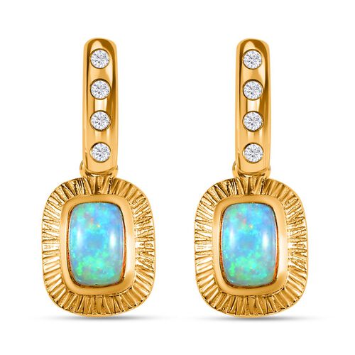 AA natürliche, äthiopische Welo Opal und Zirkon-Ohrringe - 0,92 ct. image number 0