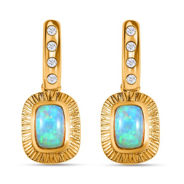 AA natürliche, äthiopische Welo Opal und Zirkon-Ohrringe - 0,92 ct. image number 0