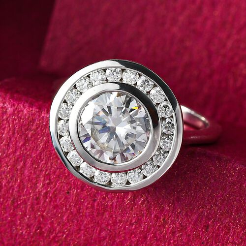 88 Facetten Moissanit-Ring, 925 Silber platiniert  ca. 2,16 ct image number 0